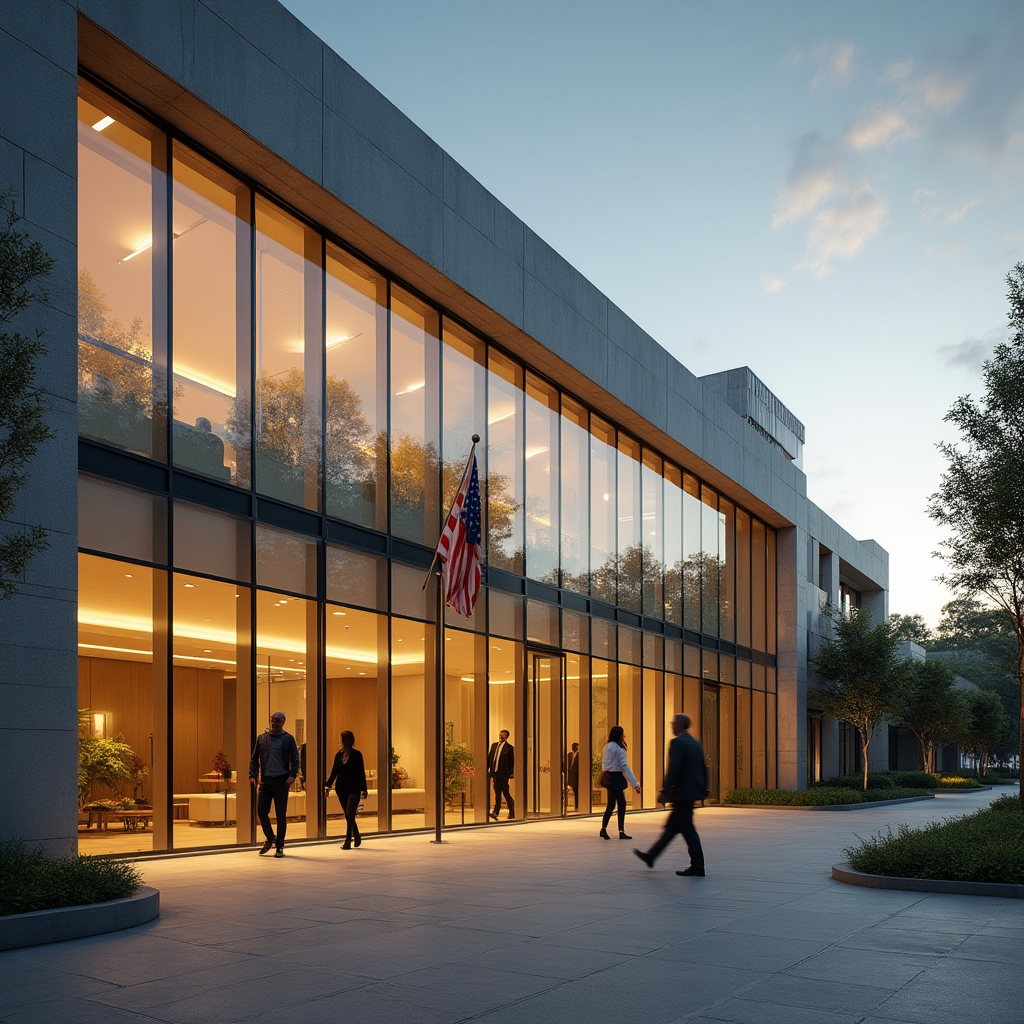 Exterior view of a public administration building in Australia with modern architecture
